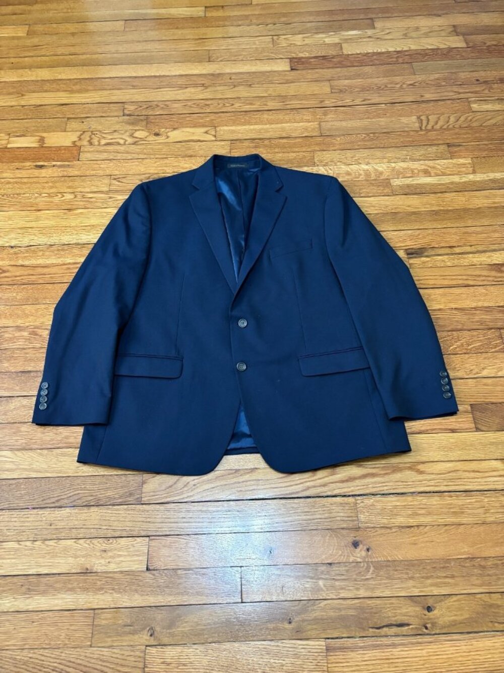 Chaps Ralph Lauren Mens Blazer Jacket Sz 46R Blue Stretch 2 Button Sport Coat